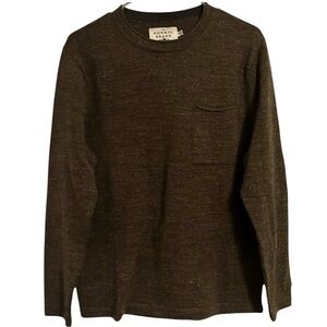 The Normal Brand Crew Neck Sweater‎ Men's Small Green Rolled Hem Pocket